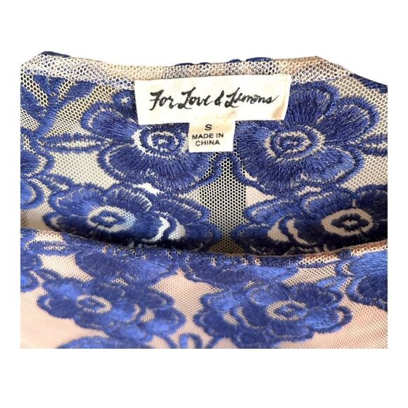 NEW For Love And Lemons Temecula Mini Dress Silk Blue Sheer Long Sleeve Women S - Picture 7 of 9